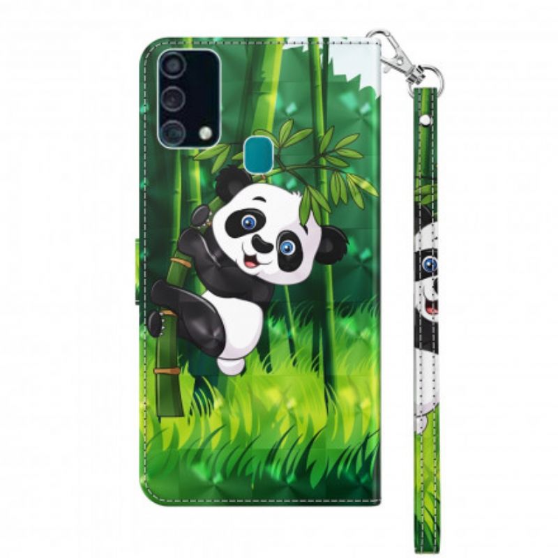 Læder Cover Samsung Galaxy A32 5G Lysplet Panda Og Bambus