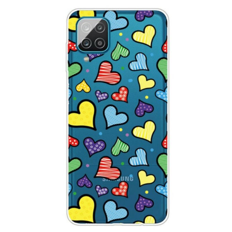 Cover Samsung Galaxy M12 / A12 Flerfarvede Hjerter