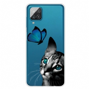 Cover Samsung Galaxy M12 / A12 Kat Og Sommerfugl