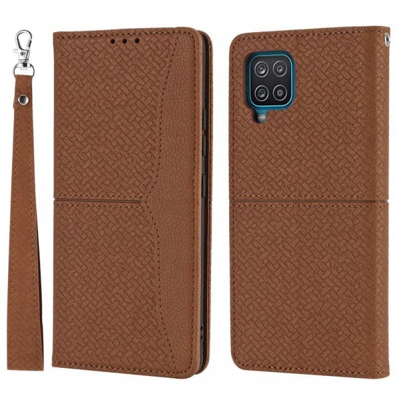 Cover Samsung Galaxy M12 / A12 Med Snor Flip Cover Strappy Vævet Læder Stil