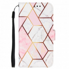 Flip Cover Samsung Galaxy M12 / A12 Geometrisk Marmor