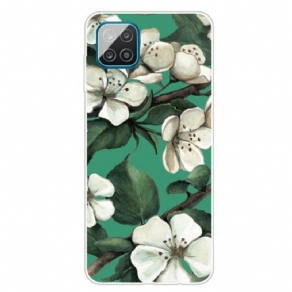 Mobilcover Samsung Galaxy M12 / A12 Malede Hvide Blomster