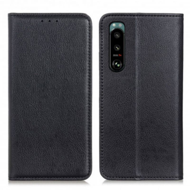 Cover Sony Xperia 5 III Flip Cover Enkelt Split Litchi Læder