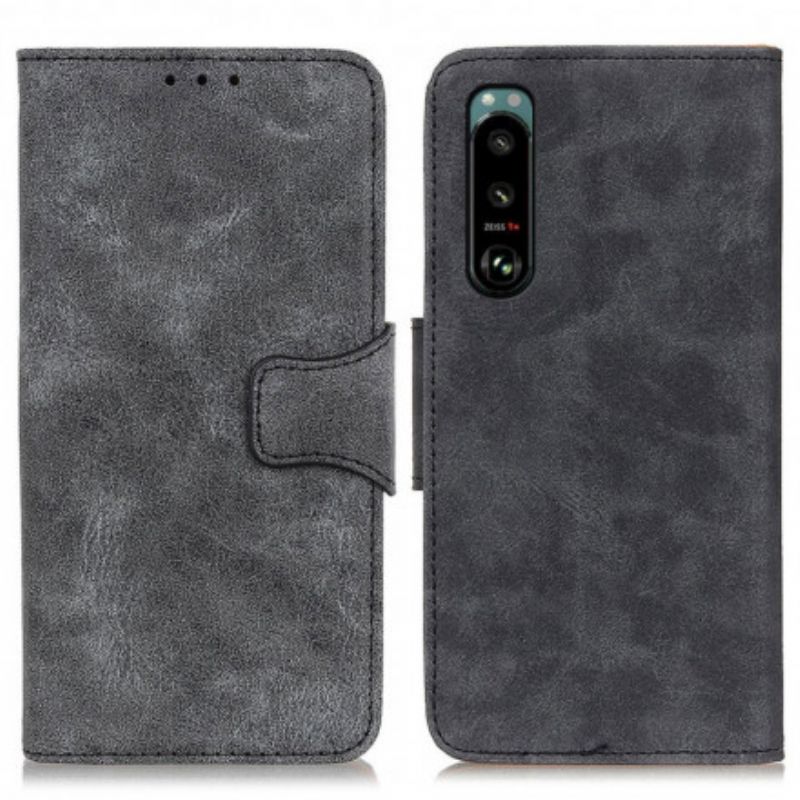 Flip Cover Sony Xperia 5 III Læder Cover Vintage Dobbeltsidet Magnetklap