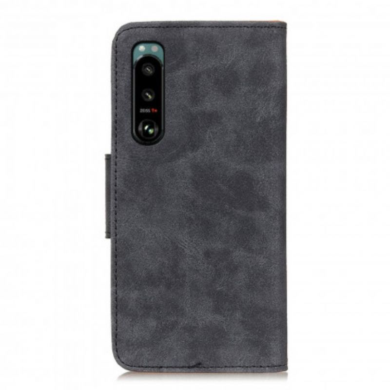 Flip Cover Sony Xperia 5 III Læder Cover Vintage Dobbeltsidet Magnetklap