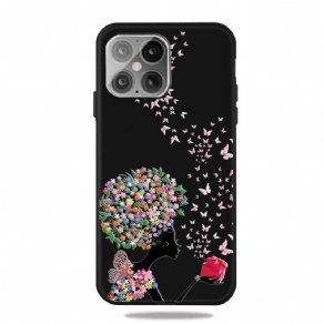 Cover iPhone 12 / 12 Pro Kvinde Med Blomsterhoved