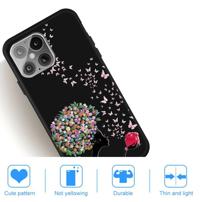 Cover iPhone 12 / 12 Pro Kvinde Med Blomsterhoved