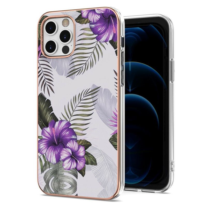 Cover iPhone 12 / 12 Pro Lilla Blomster