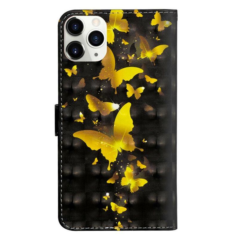 Flip Cover iPhone 12 / 12 Pro Lysplet Gule Sommerfugle