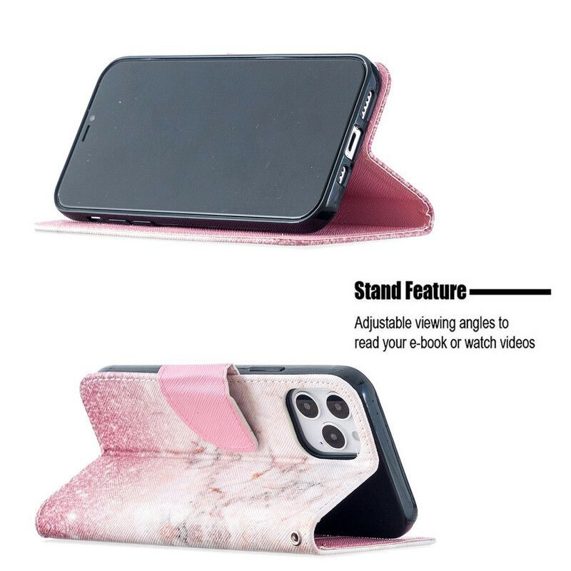 Flip Cover iPhone 12 / 12 Pro Med Snor Marmorrem