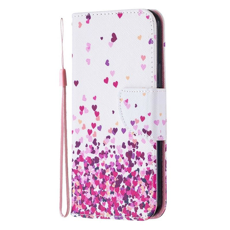 Læder Cover iPhone 12 / 12 Pro Med Snor Flere Strappy Hearts