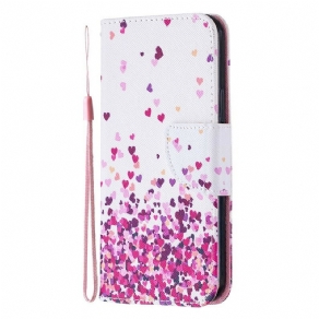 Læder Cover iPhone 12 / 12 Pro Med Snor Flere Strappy Hearts