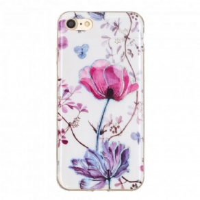 Cover iPhone SE 3 / SE 2 / 8 / 7 Blomster Design Pailletter