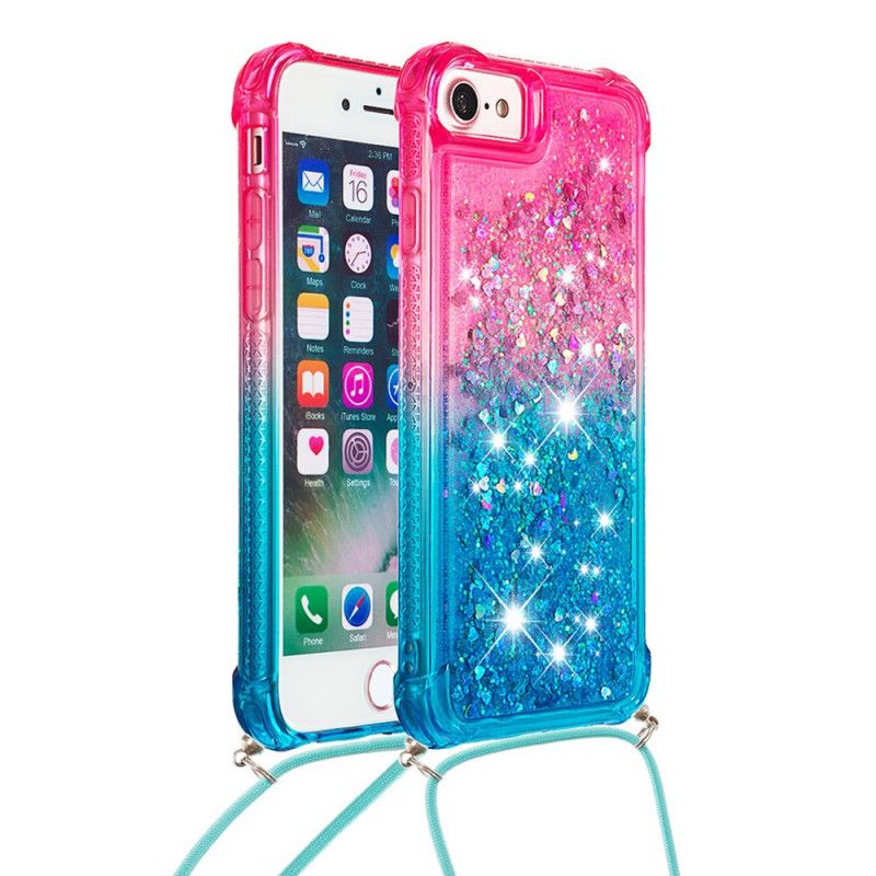 Cover iPhone SE 3 / SE 2 / 8 / 7 Med Snor Med Glitter Silikonesnor