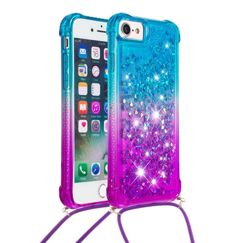 Cover iPhone SE 3 / SE 2 / 8 / 7 Med Snor Med Glitter Silikonesnor