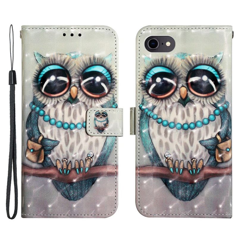 Flip Cover iPhone SE 3 / SE 2 / 8 / 7 Med Snor Frøken Strappy Owl