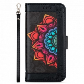 Flip Cover iPhone SE 3 / SE 2 / 8 / 7 Med Snor Mandala Dekoration Med Rem