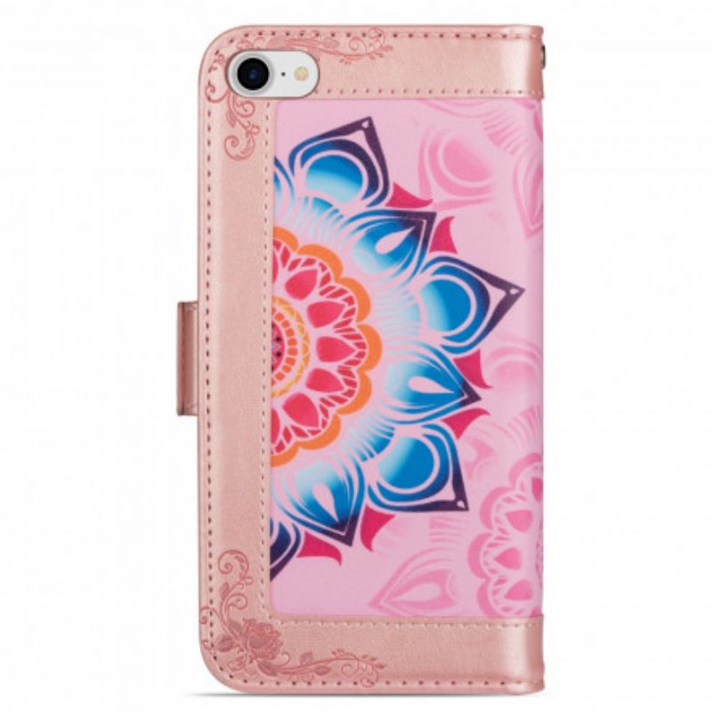 Flip Cover iPhone SE 3 / SE 2 / 8 / 7 Med Snor Mandala Dekoration Med Rem