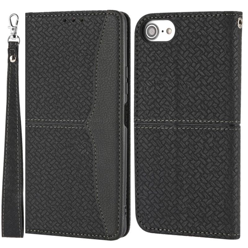 Flip Cover iPhone SE 3 / SE 2 / 8 / 7 Med Snor Thong Vævet Stil