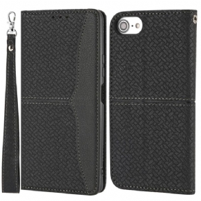 Flip Cover iPhone SE 3 / SE 2 / 8 / 7 Med Snor Thong Vævet Stil