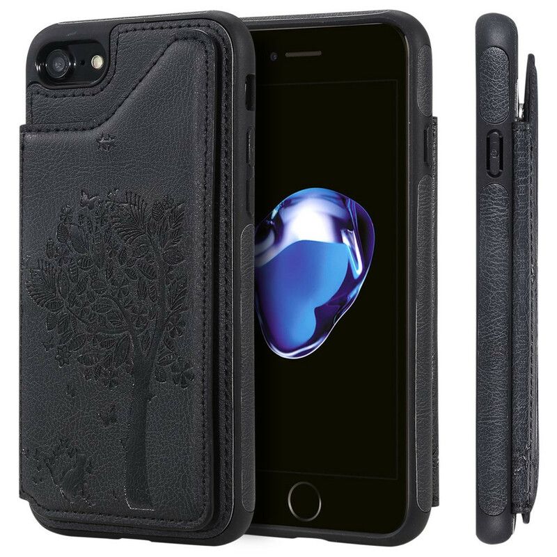 Mobilcover iPhone SE 3 / SE 2 / 8 / 7 Cat Printing Support Card Holder