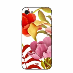 Mobilcover iPhone SE 3 / SE 2 / 8 / 7 Glas Og Silikone Blomster Nxe