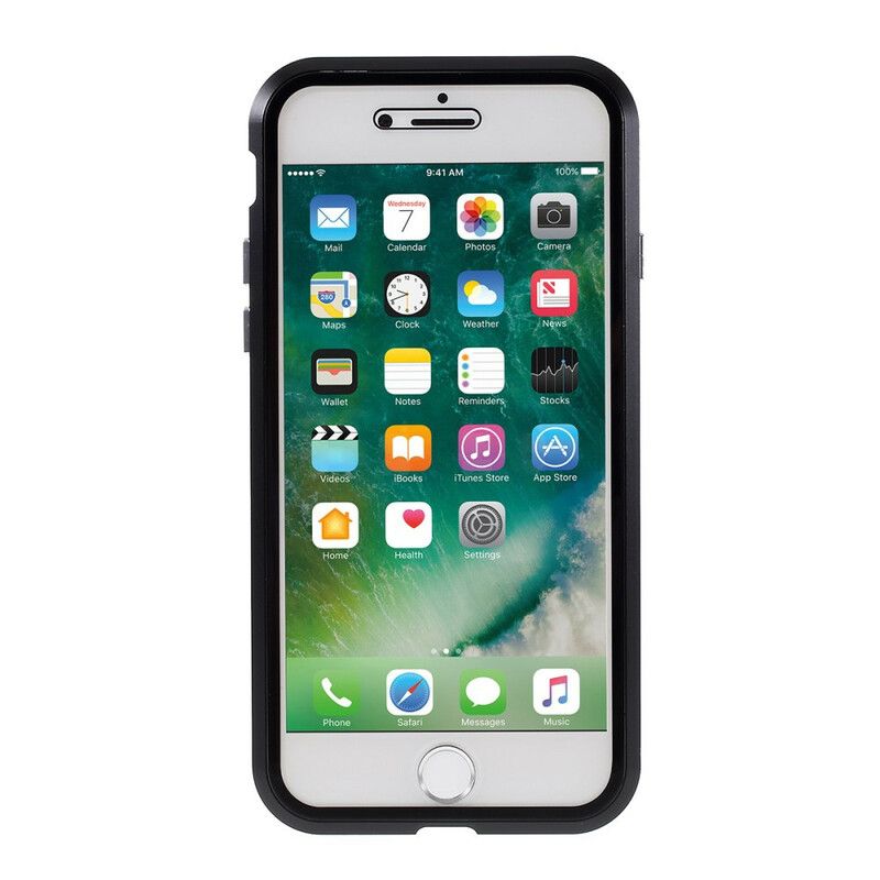 Mobilcover iPhone SE 3 / SE 2 / 8 / 7 Metalkanter Og Hærdet Glas