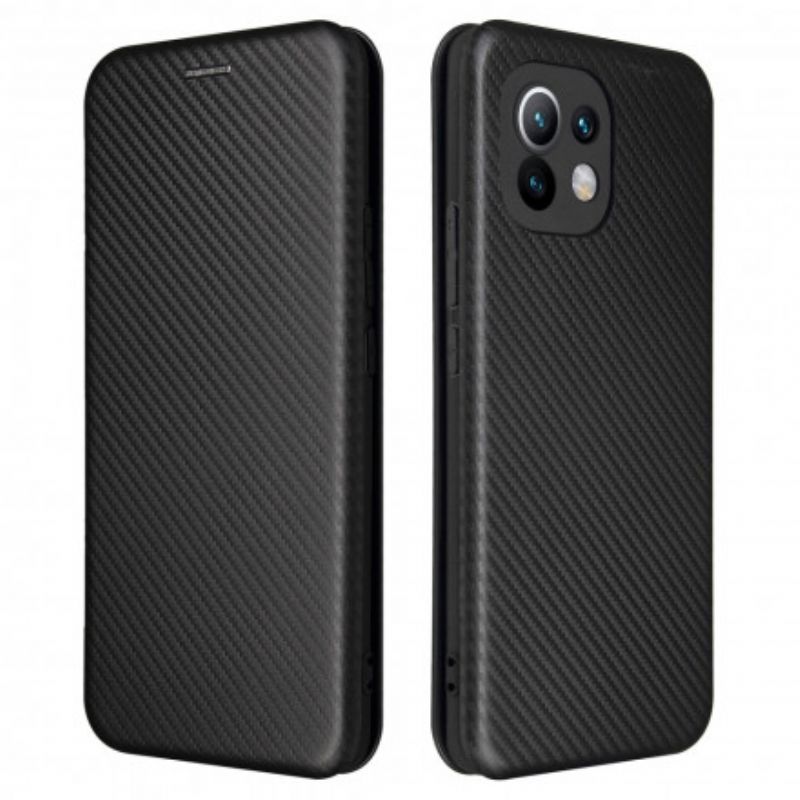 Cover Xiaomi Mi 11 5G Flip Cover Kulfiber Med Støttering