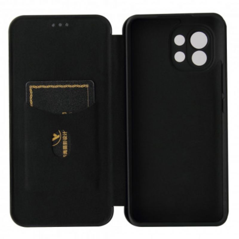 Cover Xiaomi Mi 11 5G Flip Cover Kulfiber Med Støttering