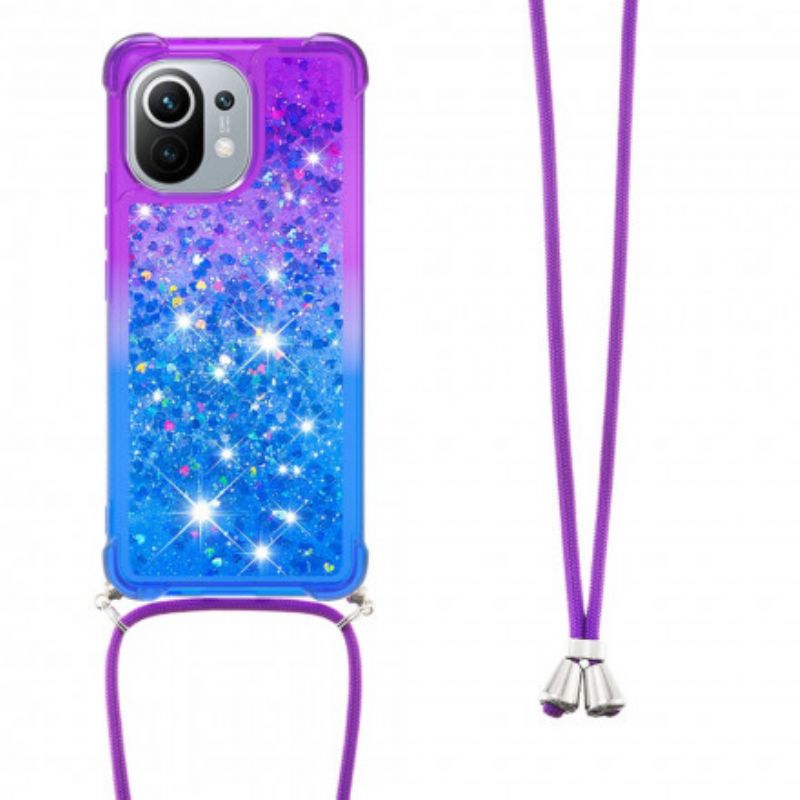 Cover Xiaomi Mi 11 5G Silikoneglitter Og Ledning