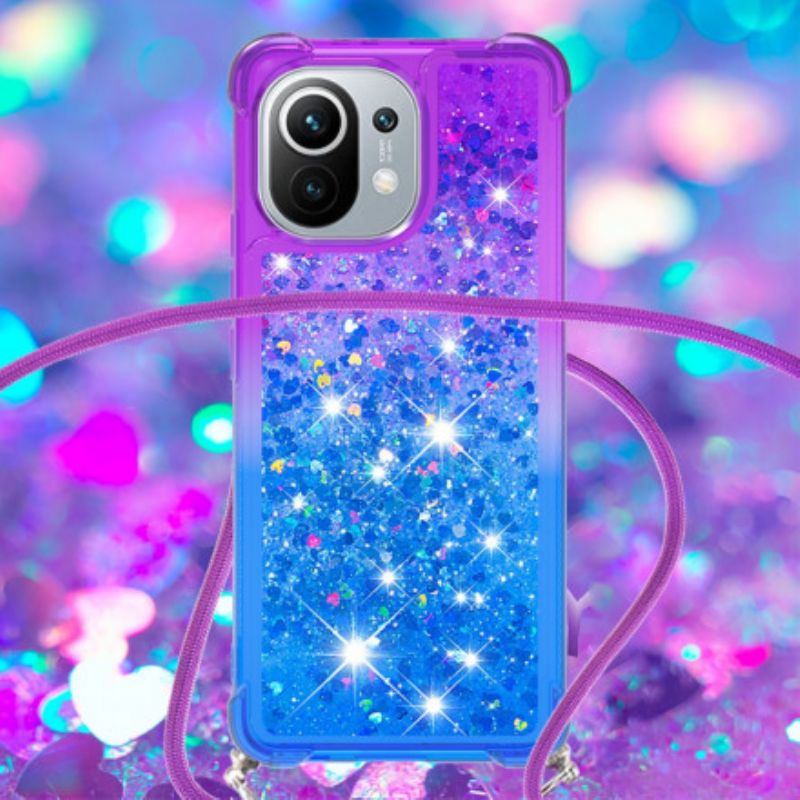 Cover Xiaomi Mi 11 5G Silikoneglitter Og Ledning