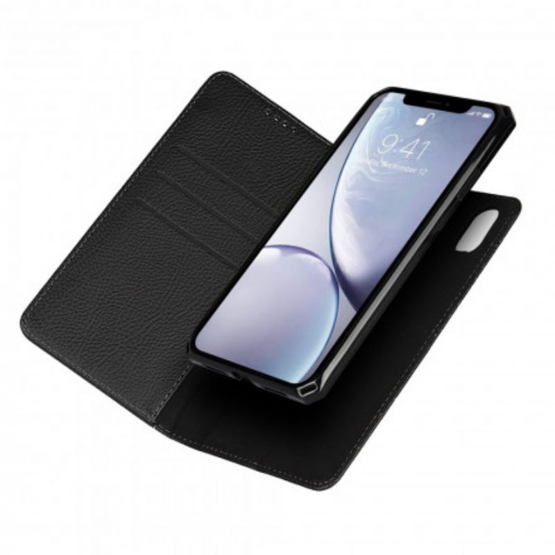 Cover iPhone XR Flip Cover Ægte Aftageligt Litchi-læder