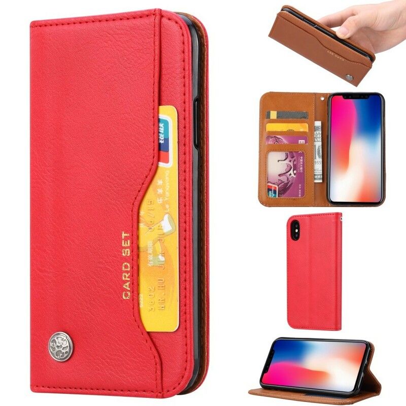 Cover iPhone XR Flip Cover Faux Læder Kortholder