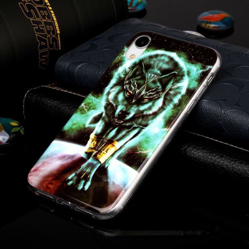 Cover iPhone XR Fluorescerende Wolf Series