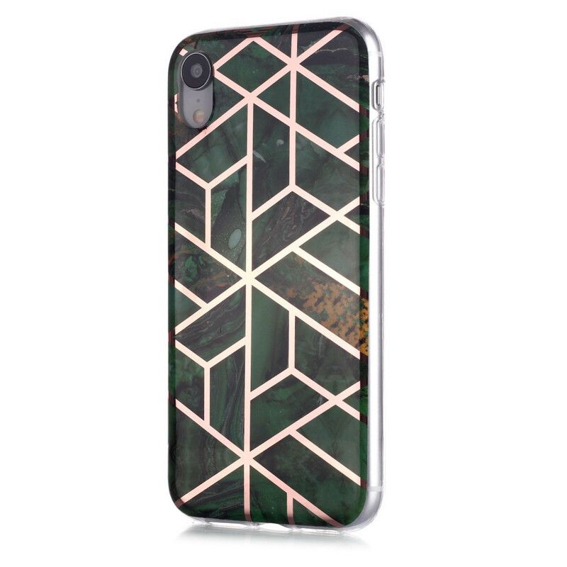 Cover iPhone XR Marmorfarvet Geometri 2