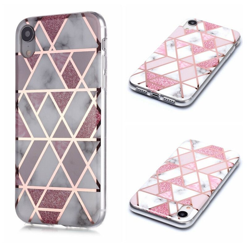 Cover iPhone XR Marmorfarvet Geometri 2