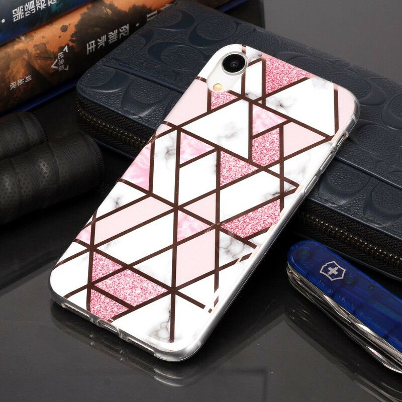 Cover iPhone XR Marmorfarvet Geometri 2