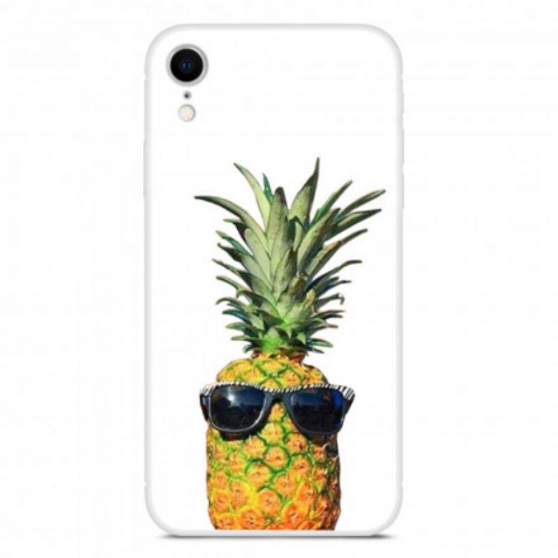 Cover iPhone XR Transparent Ananas Med Briller