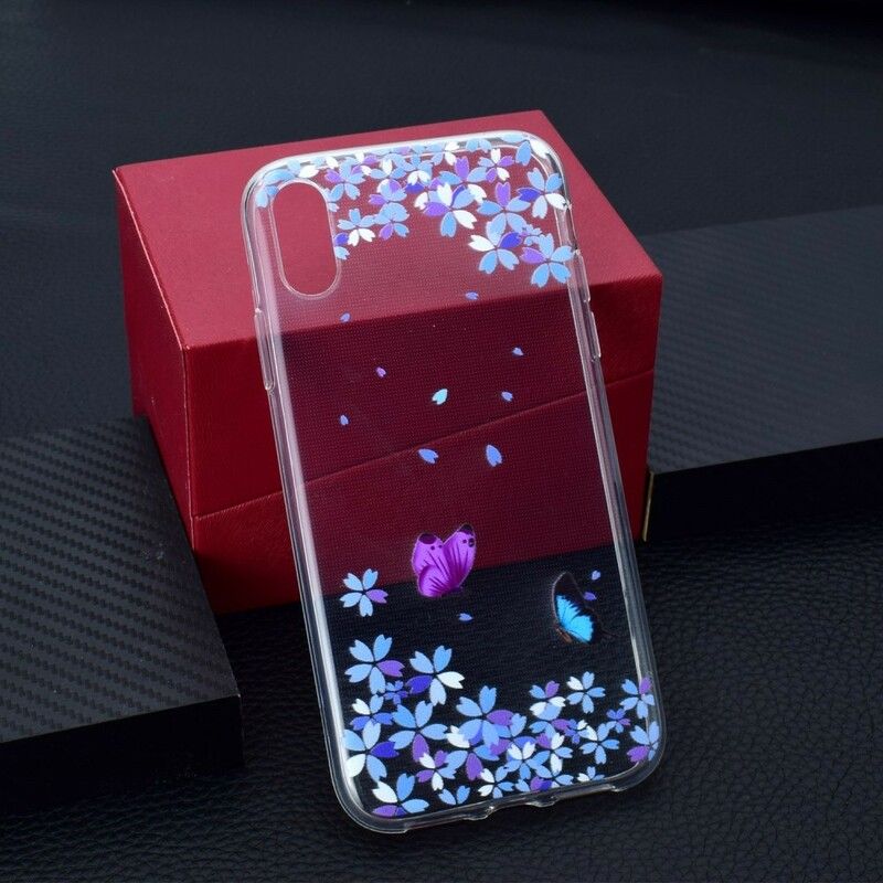 Cover iPhone XR Transparente Sommerfugle Og Blomster