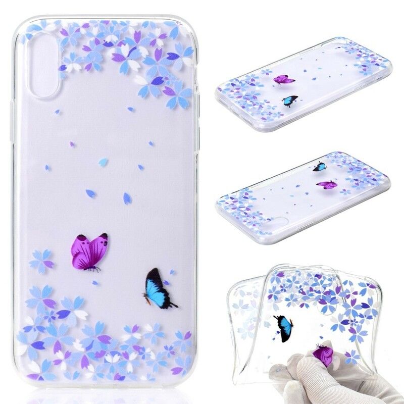 Cover iPhone XR Transparente Sommerfugle Og Blomster