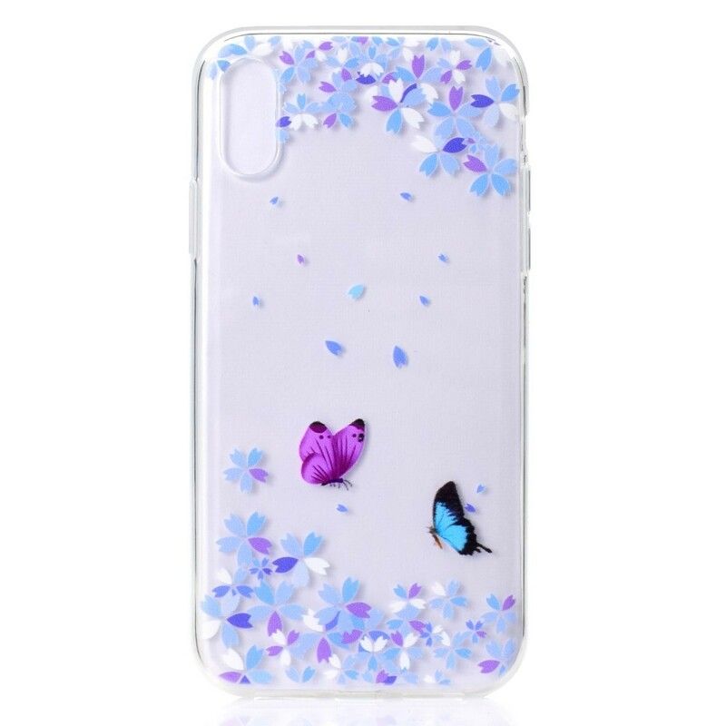 Cover iPhone XR Transparente Sommerfugle Og Blomster