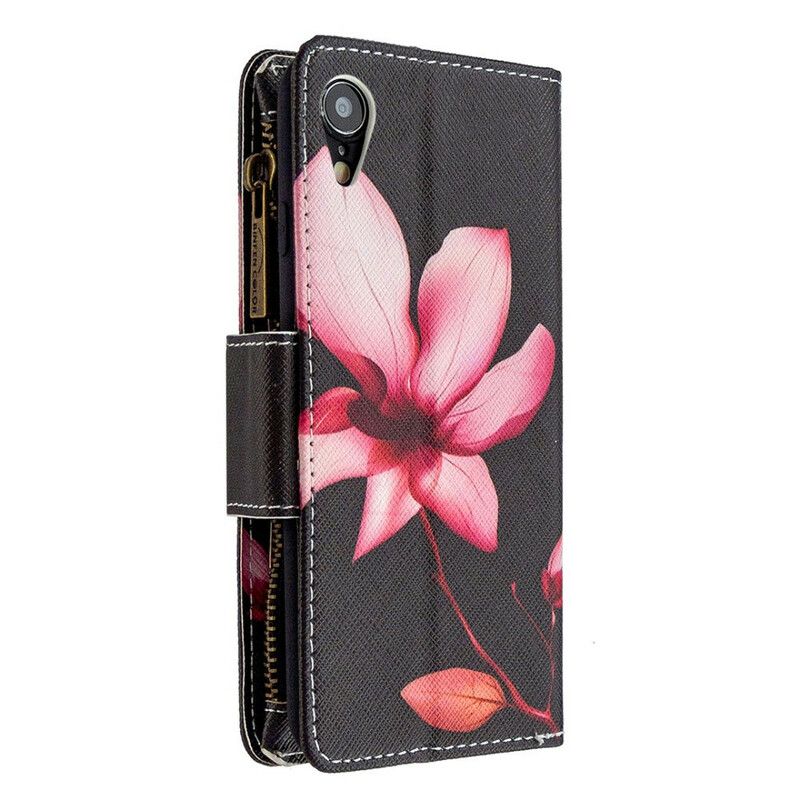 Flip Cover iPhone XR Blomsterlomme Med Lynlås