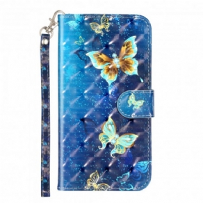 Flip Cover iPhone XR Lette Pletsommerfugle Med Snor