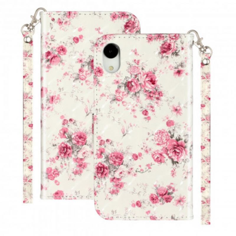 Flip Cover iPhone XR Med Snor Blomster Lyspletter Med Rem