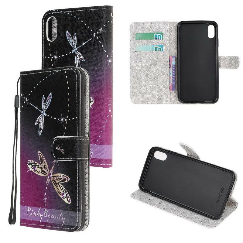 Flip Cover iPhone XR Med Snor Thong Dragonflies