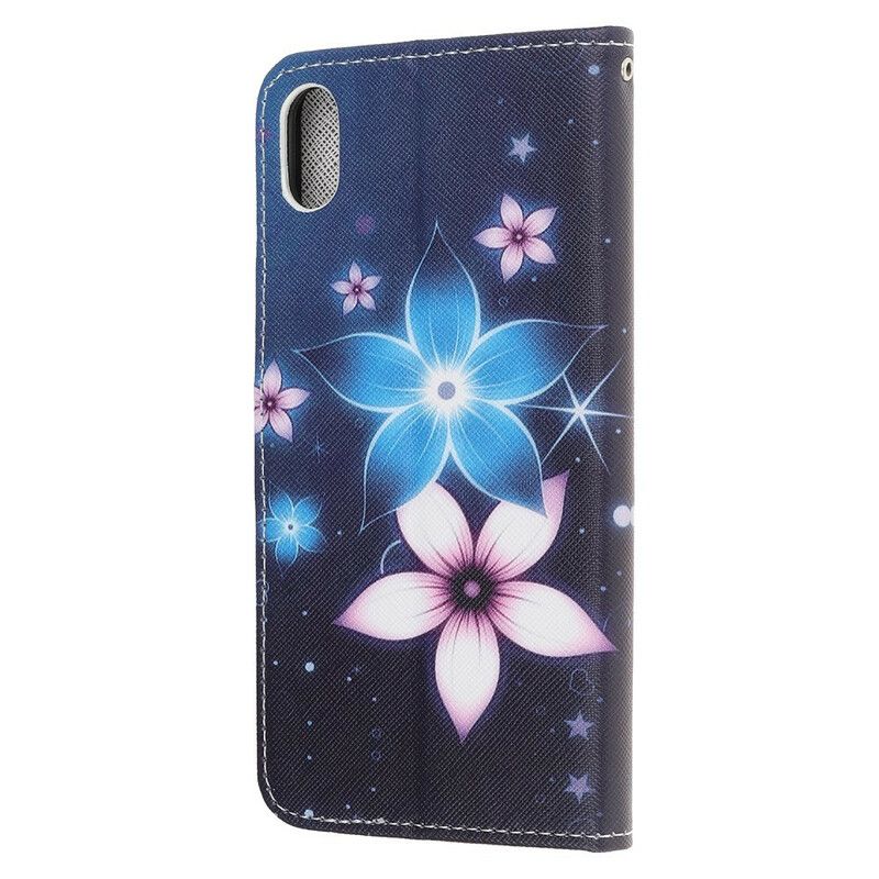 Læder Cover iPhone XR Med Snor Lunar Strap Blomster