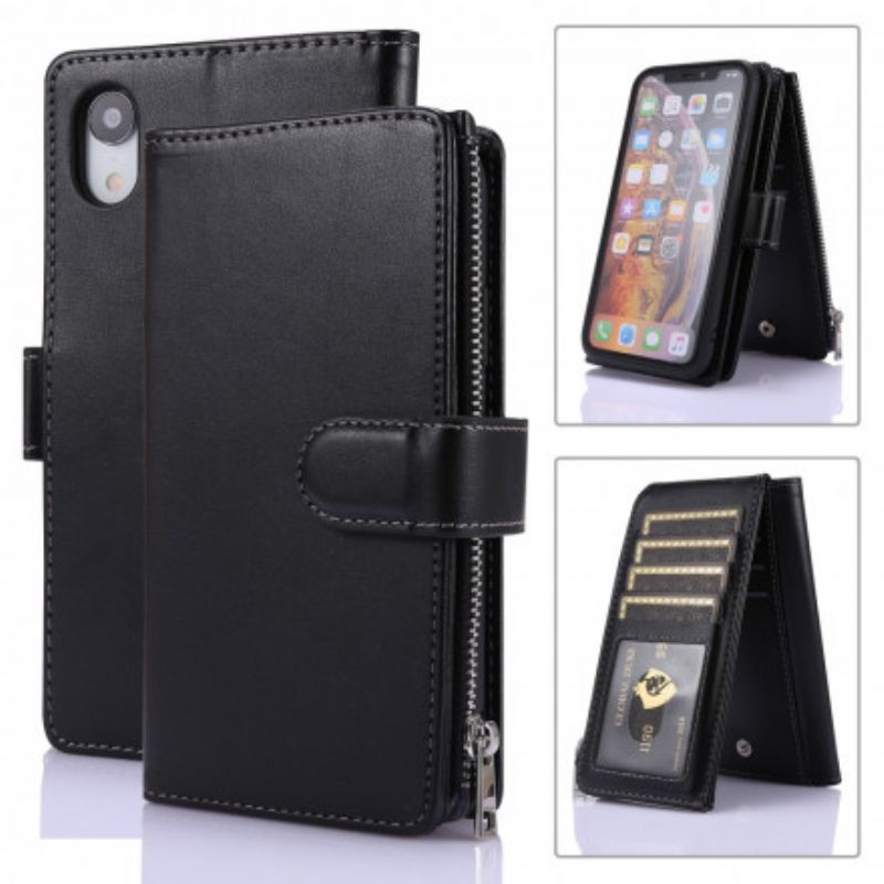 Læder Cover iPhone XR Multi-funktion Business Wallet