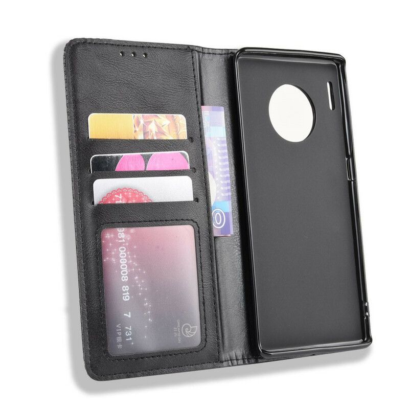 Cover Huawei Mate 30 Pro Flip Cover Vintage Stiliseret Lædereffekt