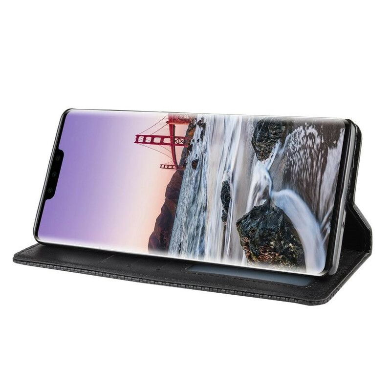 Cover Huawei Mate 30 Pro Flip Cover Vintage Stiliseret Lædereffekt