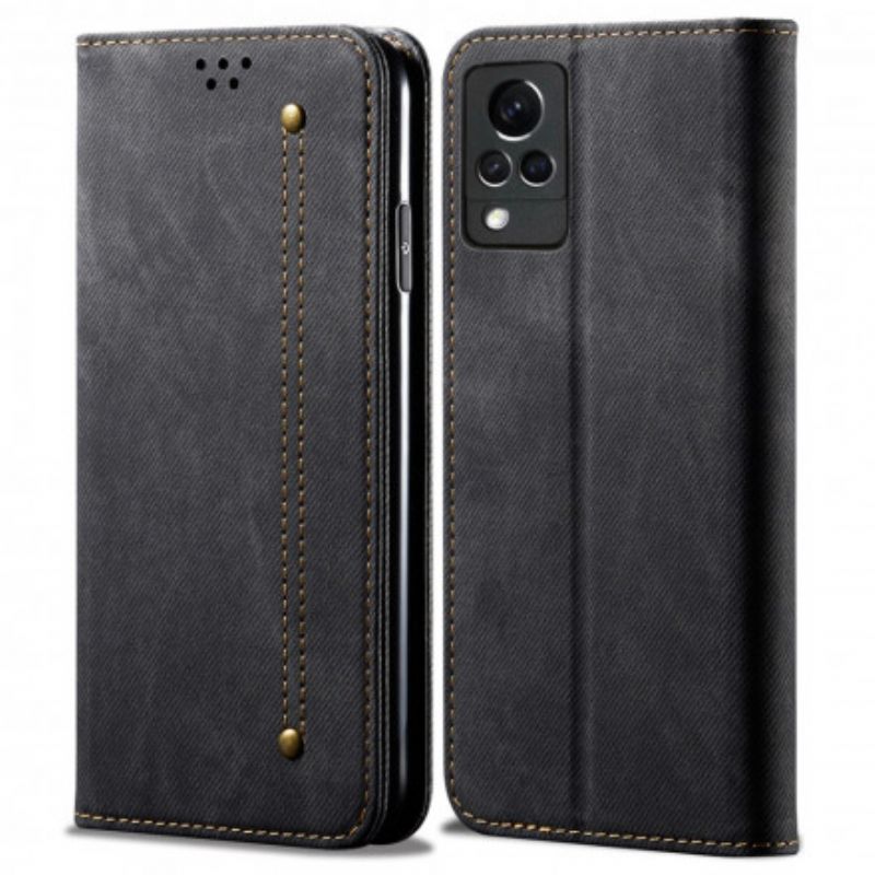 Cover Vivo V21 5G Flip Cover Imiteret Læder Jeans Tekstur